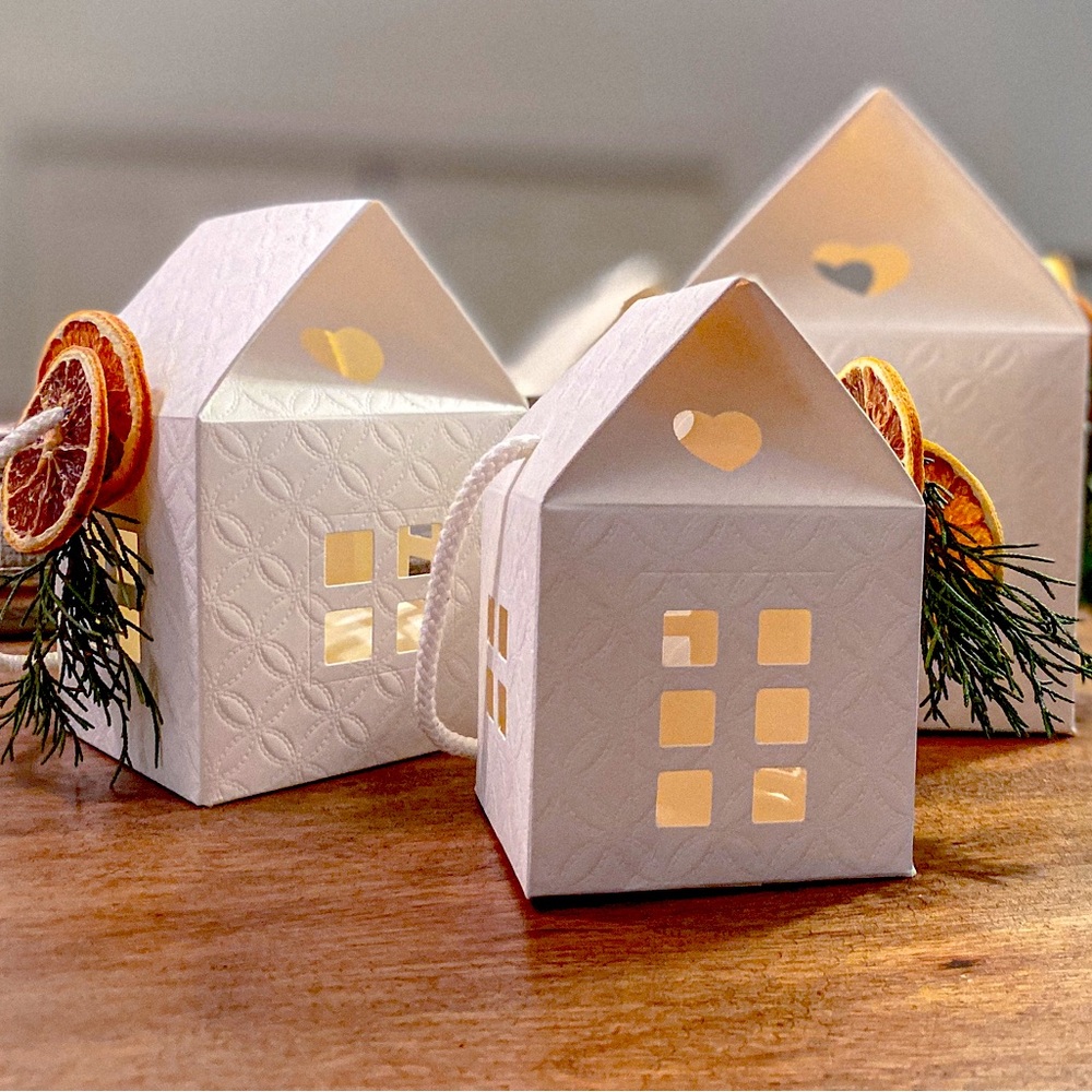 Ivory Paper House Gift Box Set 3ct unique gift box for Neighbors Christmas gifts